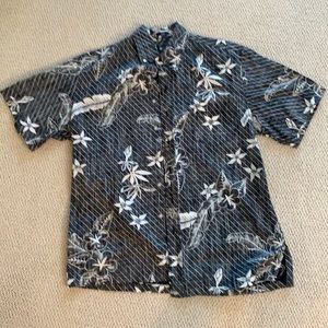 Reyn Spooner Black Collared Shirt with Flowers